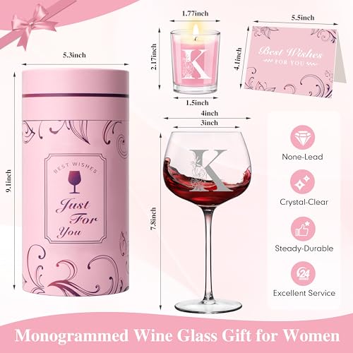 EIRNAY Personalized Gifts for Women - Customized Gift A-Z Wine Glass, Unique Birthday Gifts for Women, Christmas Basket Gift for Her, Mom, Wife, Sister, Friend, Nurse（K） - Image 3