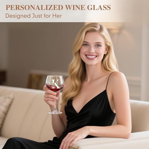 EIRNAY Personalized Gifts for Women - Customized Gift A-Z Wine Glass, Unique Birthday Gifts for Women, Christmas Basket Gift for Her, Mom, Wife, Sister, Friend, Nurse（K） - Image 2