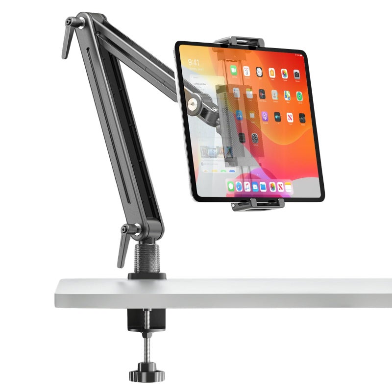 Feising Portable Monitor Stand Desk Holder- Large Clamp support up to 12.9 14.6 15.6 18.5 inch 360Â° Rotating Base Swivel Tall Desk Arm Mount for iPad Pro/Mini/Air/Surface Strong Bearing Weight over 5.5lbs - Image 1