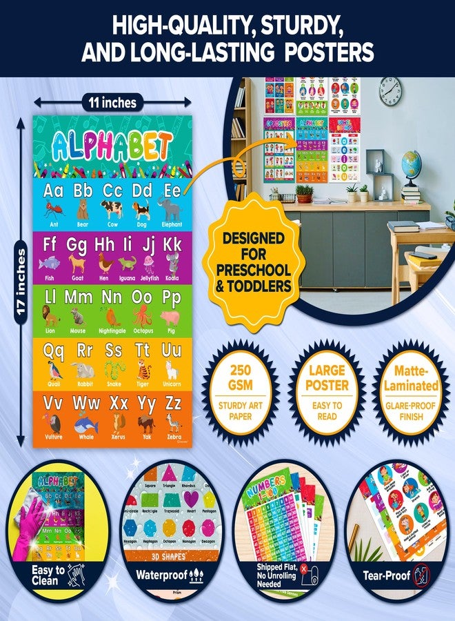 Decorably 50 Vibrant Learning Posters for Toddlers 1-3 - 11x17in Educational Posters for Toddlers 1-3, Toddler Learning Posters for Kids Ages 3-5, Classroom Posters Preschool Posters for Classroom - Image 2