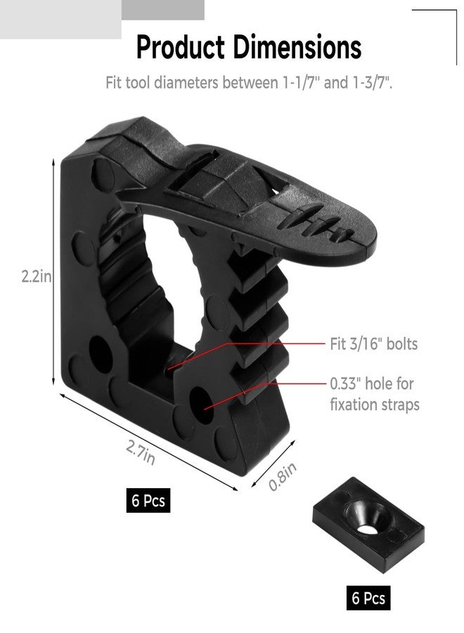 Homaisson 6 Pcs Quick-Release Rubber Clamps, Adjustable Mount Brackets for 1-1/7” to 1-3/7” Diameter Tools, Shovel Holders, Universal Rubber Clamp Mount Kit for Trucks, ATVs, RVs - Image 5