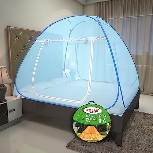 Kolar Mosquito Net for Double Bed, 6.5x6.5 Feet Premium Double Bed Machardani, Strong and Durable, Tent Type, Foldable, Corrosion Resistant, King Size, Full Blue - Image 2