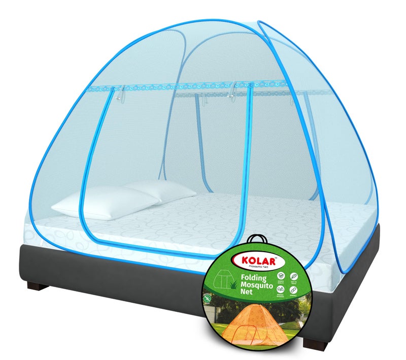 Kolar Mosquito Net for Double Bed, 6.5x6.5 Feet Premium Double Bed Machardani, Strong and Durable, Tent Type, Foldable, Corrosion Resistant, King Size, Full Blue - Image 1