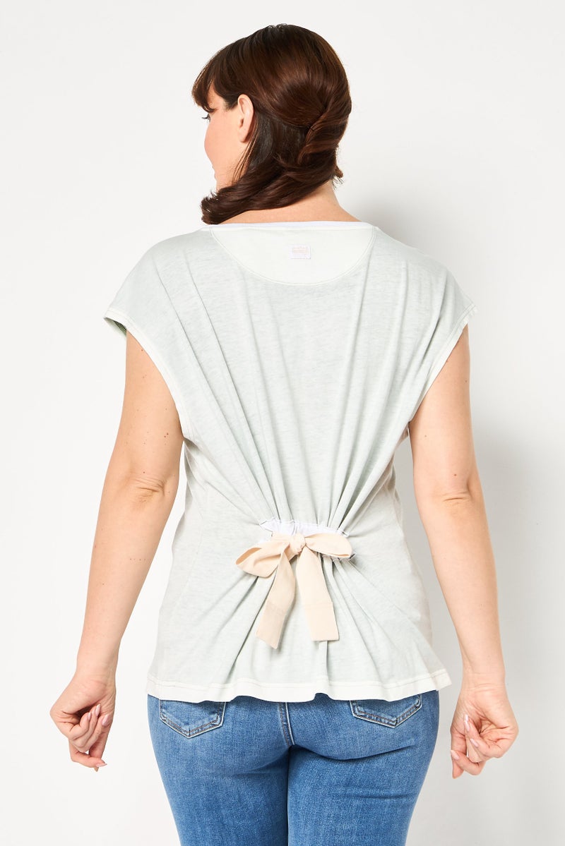 G-Star RAW Women Round Neck Cap Sleeve Graphic Print T-Shirt, Iceberg Green - Image 4