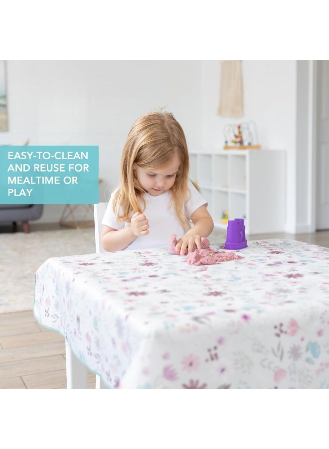 Bumkins Baby Splat Mat for High Chair, Waterproof Reusable Cloth for Eating, Arts and Crafts, Playtime - Babies Toddlers Floor or Table Cover, 42x42in Fabric, Floral Gray - Image 4