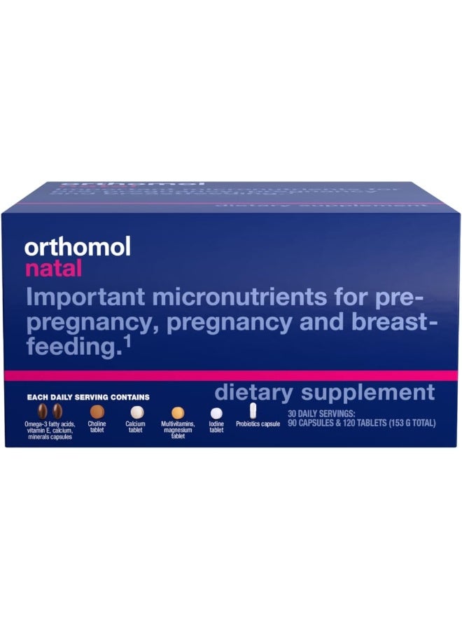 Orthomol Natal, Natal Supplement, Supports Health for Pre-Pregnancy, Pregnancy, and Breastfeeding, Tablets and Capsule Supplement, 30 Count (Pack of 1) - Image 1