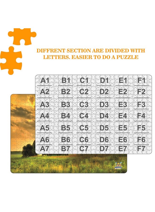 Webby Kid Sunset Over A Farm Wooden Jigsaw Puzzle, 500 Pieces - Image 3