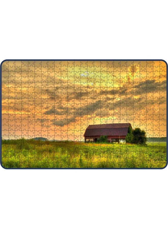 Webby Kid Sunset Over A Farm Wooden Jigsaw Puzzle, 500 Pieces - Image 1