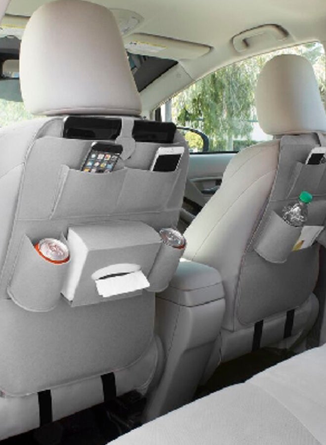 WAGAN Multiple Pockets Long Lasting Uses Leather Car Back Seat Organizer Grey #6000 - Image 2