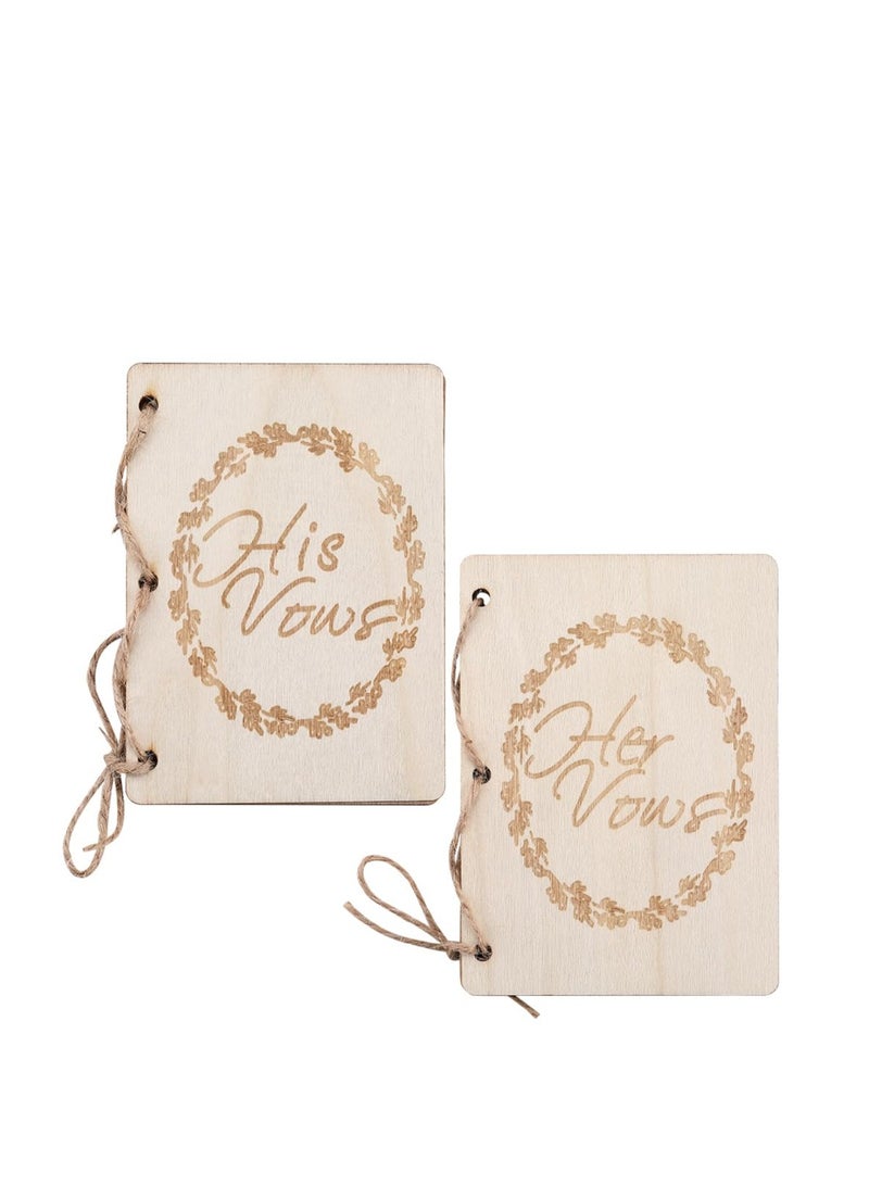 Zikra Wooden Greeting Cards Wedding 2pcs, Vow Books Officiant Wedding Day Card, Bride and Groom Bridal Shower Gifts, Booklet Keepsake Vow Notebook Wedding Essentials, His and Hers Marriage Vows Cards - Image 1