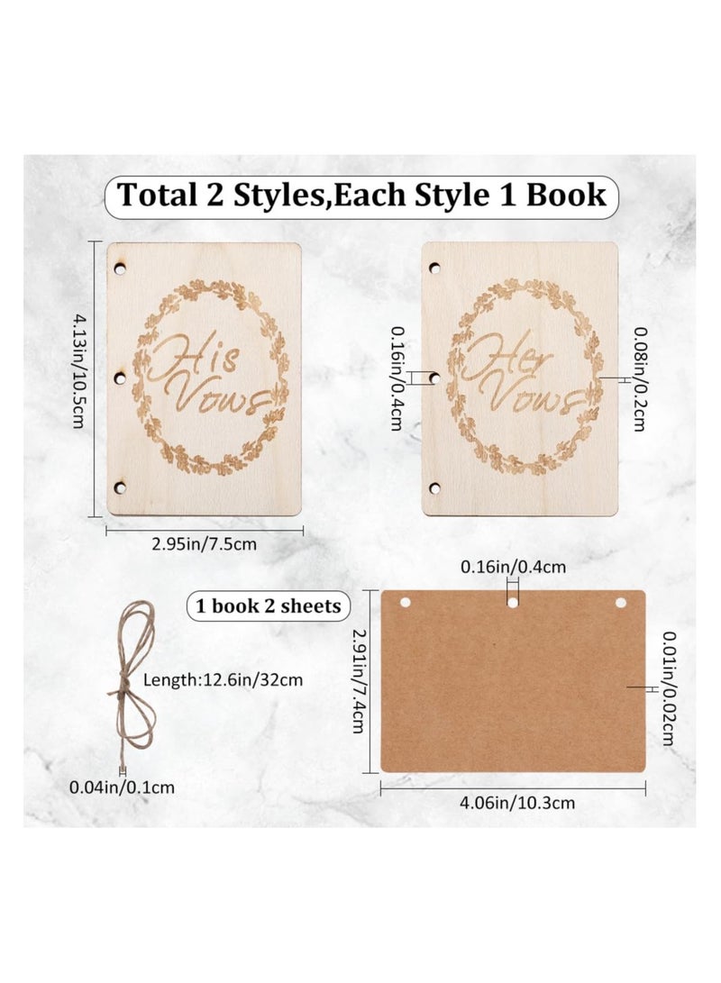 Zikra Wooden Greeting Cards Wedding 2pcs, Vow Books Officiant Wedding Day Card, Bride and Groom Bridal Shower Gifts, Booklet Keepsake Vow Notebook Wedding Essentials, His and Hers Marriage Vows Cards - Image 2