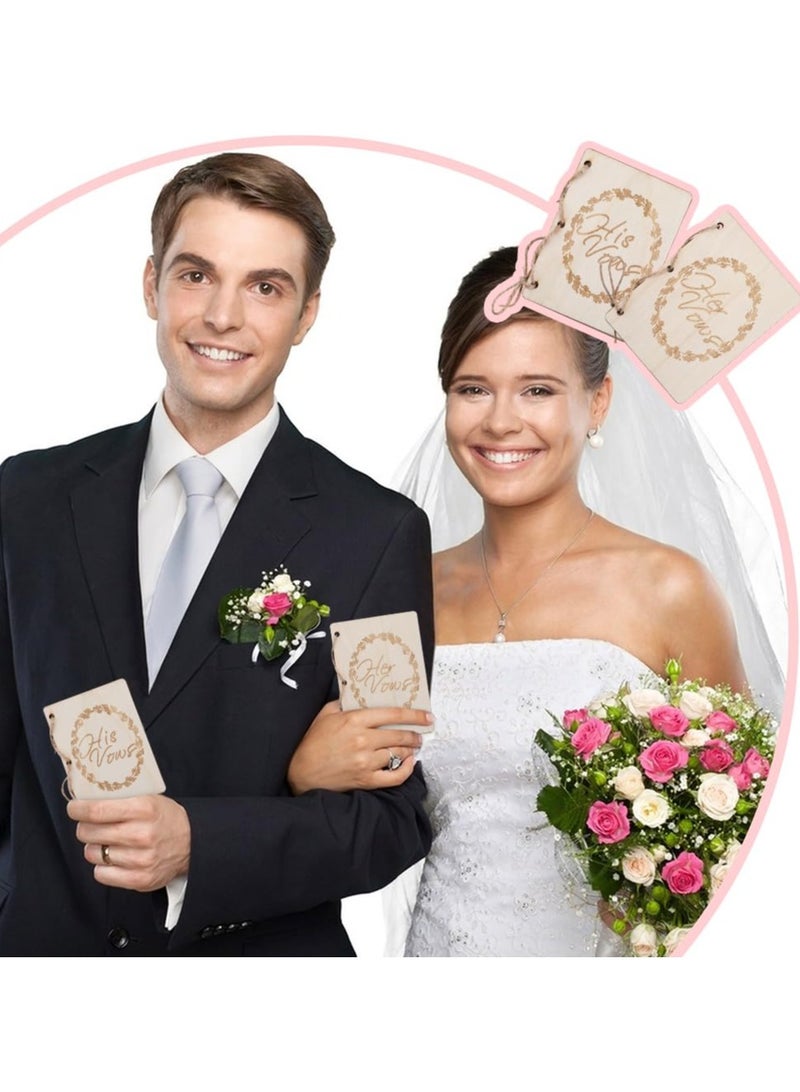 Zikra Wooden Greeting Cards Wedding 2pcs, Vow Books Officiant Wedding Day Card, Bride and Groom Bridal Shower Gifts, Booklet Keepsake Vow Notebook Wedding Essentials, His and Hers Marriage Vows Cards - Image 5