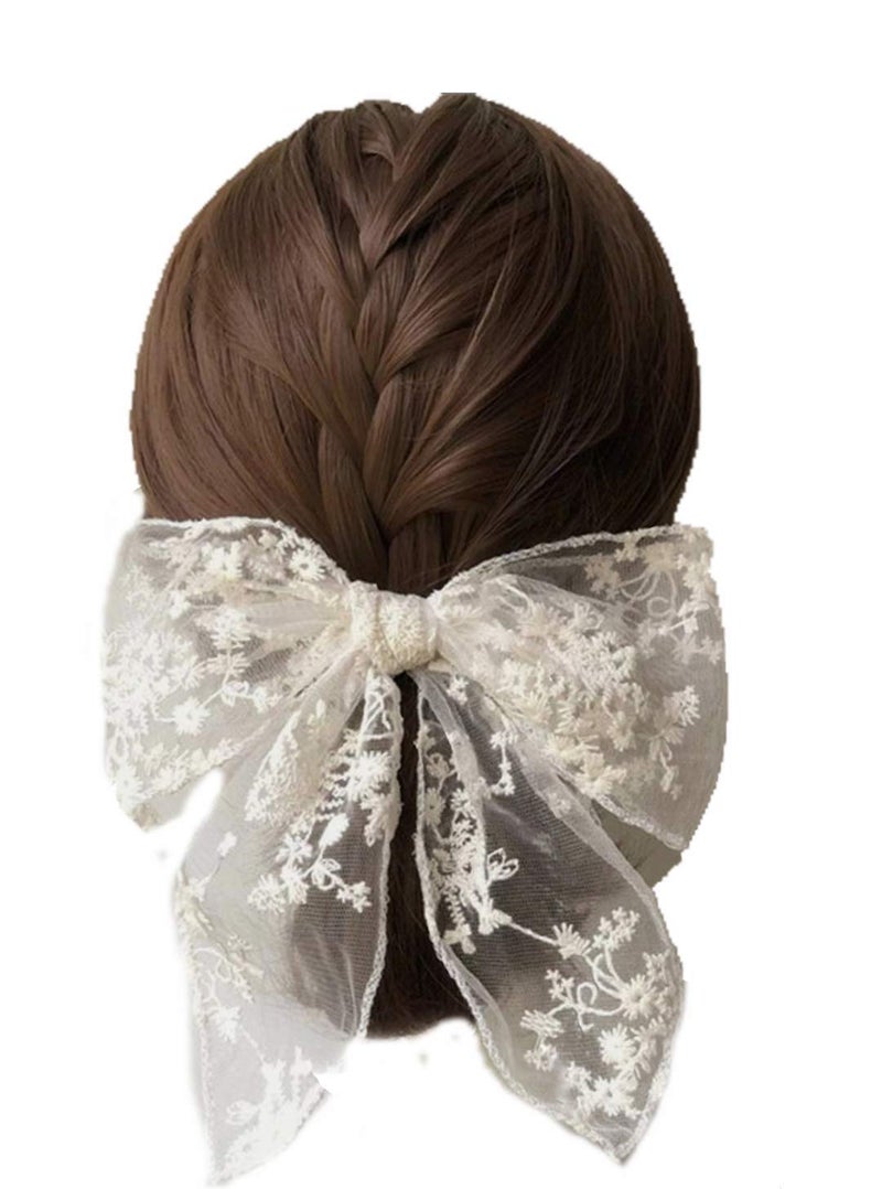 IBDA Elegant White Pack of 02 Hair Ties Ponytail Holder Handmade with Bobble Hair Band RubberElastic Head Band Accessories - Image 2