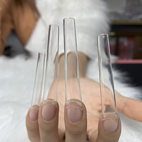 Ohlove 504Pcs Coffin Nail Tips Half Cover 3XL Extra Long Clear Nail Tips for Acrylic Nails 12 Sizes - Image 5