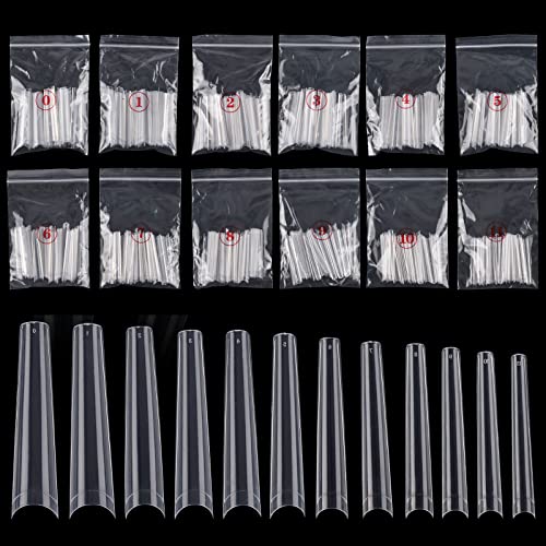 Ohlove 504Pcs Coffin Nail Tips Half Cover 3XL Extra Long Clear Nail Tips for Acrylic Nails 12 Sizes - Image 2
