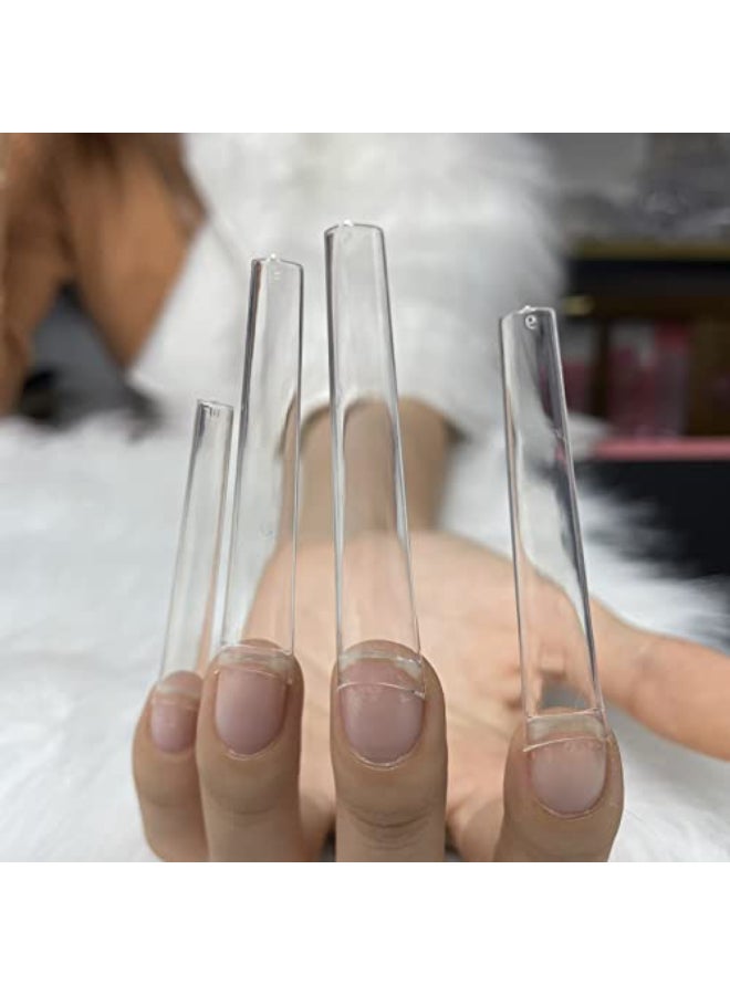 Ohlove 504Pcs Coffin Nail Tips Half Cover 3XL Extra Long Clear Nail Tips for Acrylic Nails 12 Sizes - Image 4