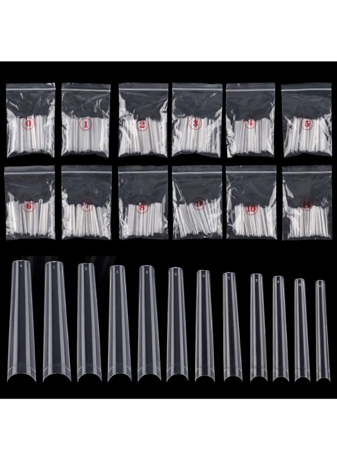 Ohlove 504Pcs Coffin Nail Tips Half Cover 3XL Extra Long Clear Nail Tips for Acrylic Nails 12 Sizes - Image 3