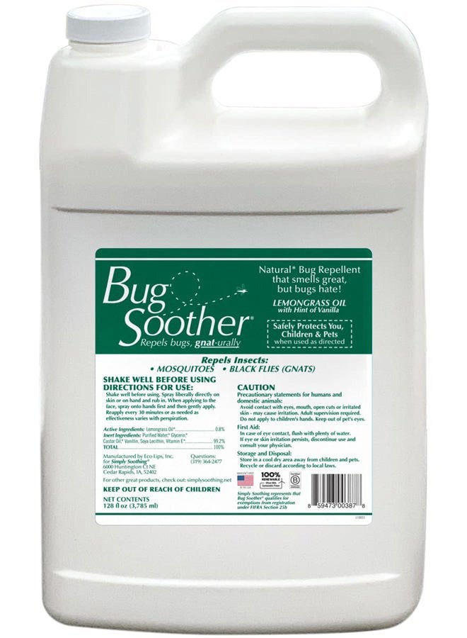 Bug Soother 1 Gallon - Natural Insect, Gnat and Mosquito Repellent & Deterrent with Essential Oils - DEET-Free - Safe Bug Spray for Adults, Kids, Pets, Environment - Made in USA - W/O Sprayer - Image 1