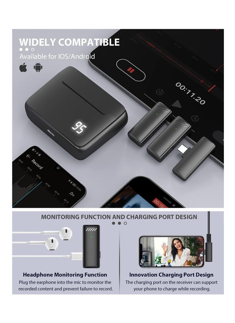Arabest - Wireless Lavalier Lapel Microphone, with Digital Display Charging Case, Noise Cancellation Lapel Wireless Mic for Youtubers, Video Recording, Live Stream, Compatible for Android & iPhone - Image 1