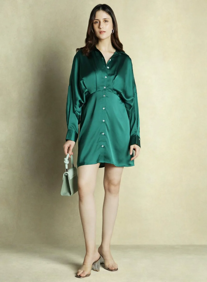 Dennis Lingo Satin Shirred Dress