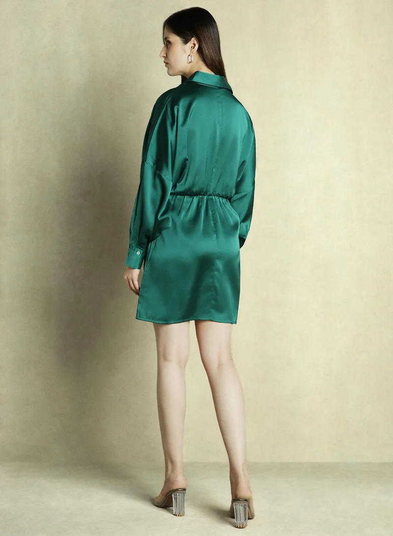 Dennis Lingo Satin Shirred Dress