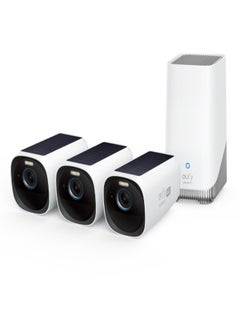 eufyCam 3 pro 4K 3-Cam Kit, Security Camera Outdoor Wireless, 4K Camera with Integrated Solar Panel, Face Recognition AI, Local Storage up to 16TB, No Monthly Fee(1 Year Warranty)