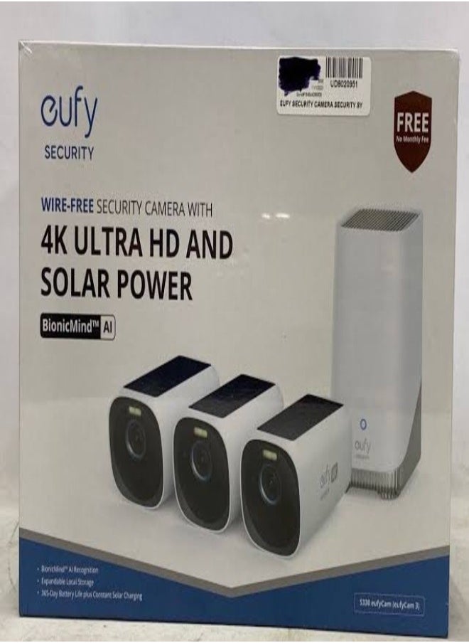 eufy - eufyCam 3 pro 4K 3-Cam Kit, Security Camera Outdoor Wireless, 4K Camera with Integrated Solar Panel, Face Recognition AI, Local Storage up to 16TB, No Monthly Fee(1 Year Warranty) - Image 1