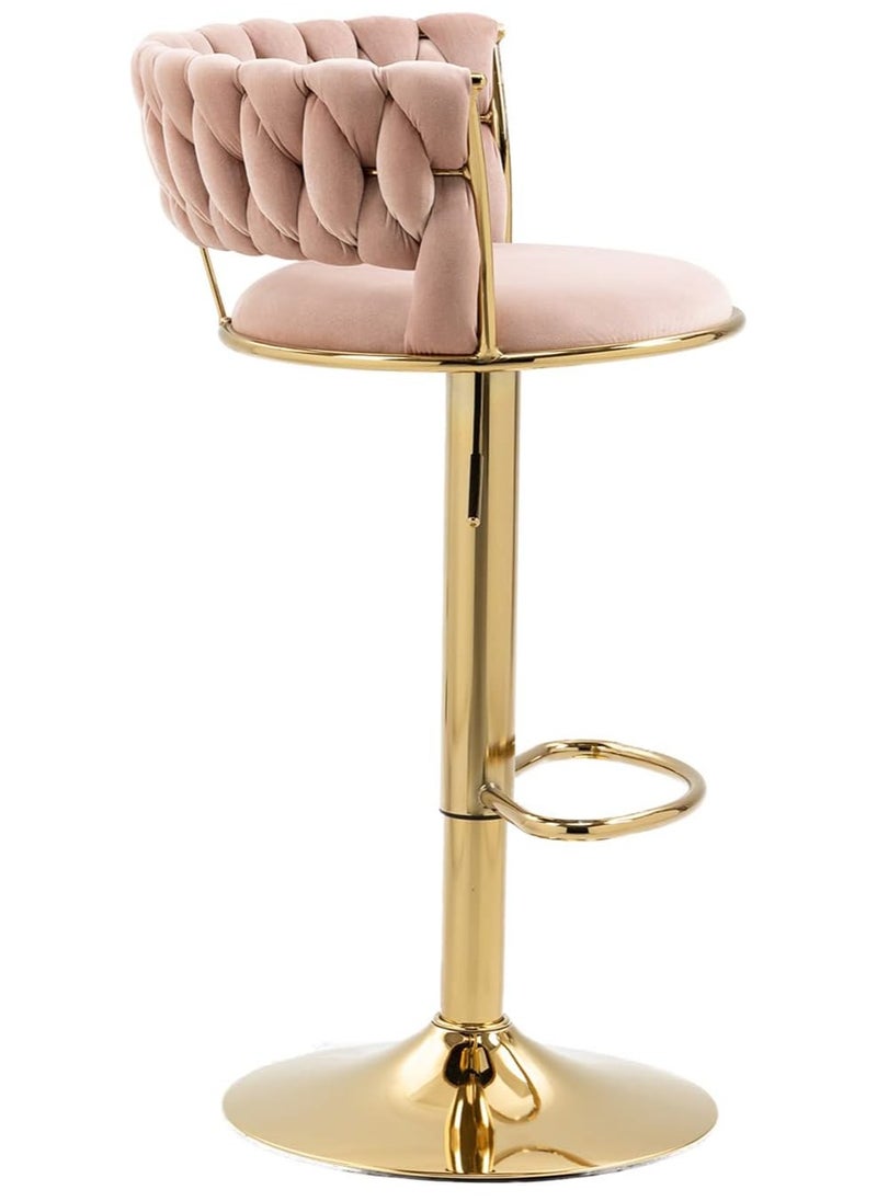 DubaiGallery - Woven Bar Stools Counter Height Bar Stools with Low Back, Gold Swivel Bar Stools for Kitchen Island, Bar Pub - Image 1