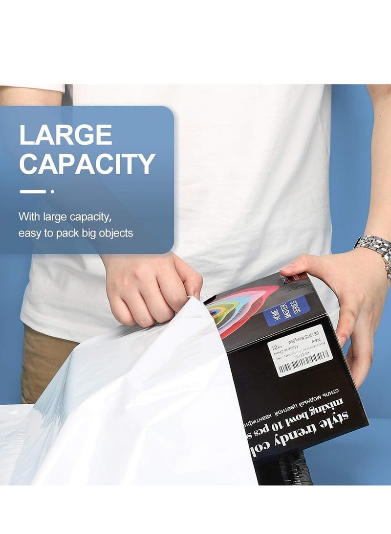 فوميمو اكياس مغلفات بلاستيكية من 100 قطعة تخزين البريد ذاتية اللصق بلون ابيض بريدية البولي بلاستيك شحن الداخل اسود 45 × 35 سم - Image 5