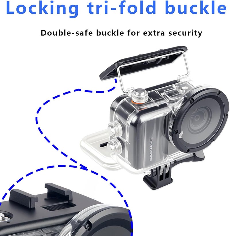 Honlyn 50M(164ft) Waterproof Case for Insta360 Go Ultra Accessories, Protective Underwater Dive Housing Shell with Bracket - Image 4