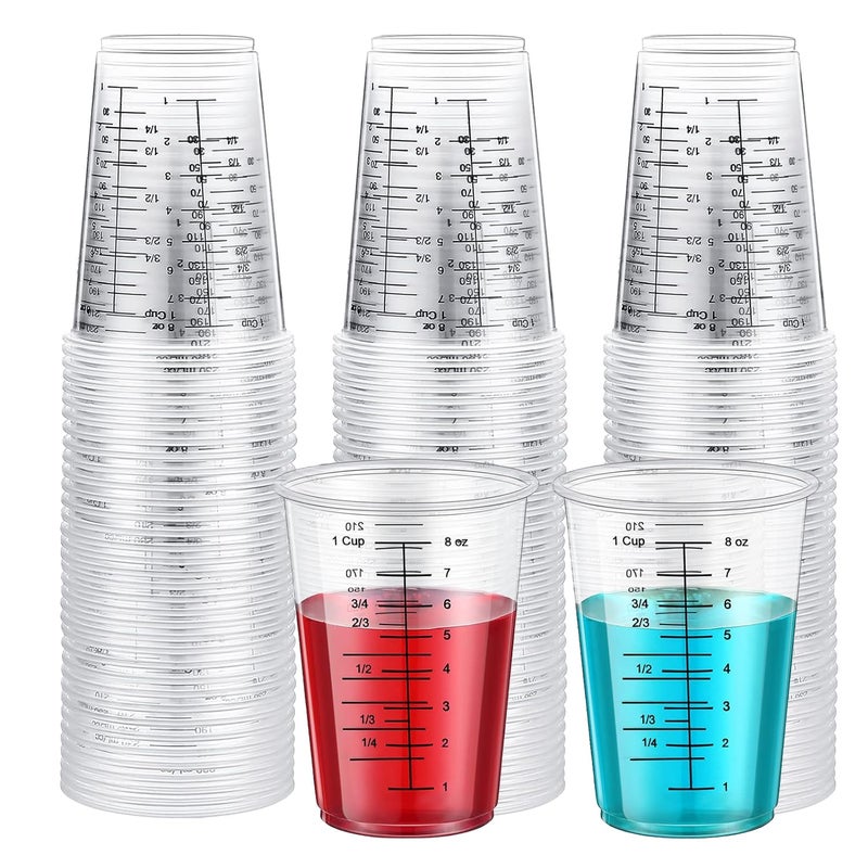 Taeku Measuring Cups Plastic 8 oz Disposable Clear Epoxy Cups for Resin Reusable Multipurpose Stain Paint Liquid Mixing Cups for Cooking Baking Pack of 50 - Image 2