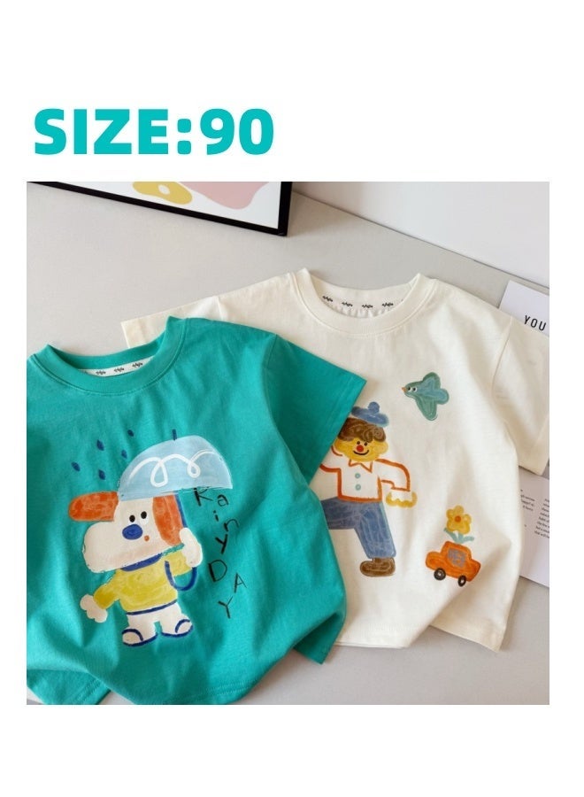 DOOKOO 2PCS Summer T-shirt Set, Boys Short Sleeve Cotton Top, Stylish Unique T shirt for Boys, Suitable for Daily Wear or Any Occasion - Image 4
