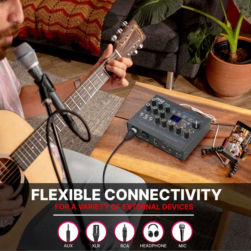 Pyle USB Audio Interface - MIC/LINE - Guitar - AUX Stereo & RCA Inputs - Preset 24 Digital Effects - Phantom Power - Phone/Stereo/Monitor/Headphone Outputs - For Computer Playing & Recording - PMUX9 - Image 5
