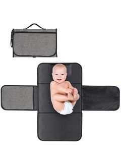 SYOSI Portable Changing Pad for Baby, Portable Diaper Changing Pad, Waterproof Travel Changing Pad with Wipes Pocket and Diaper Pocket, Baby Stuff, Newborn kinds, Baby Shower Gifts Grey  - Image 1