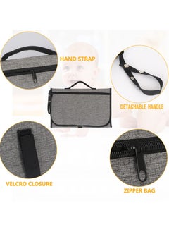 SYOSI Portable Changing Pad for Baby, Portable Diaper Changing Pad, Waterproof Travel Changing Pad with Wipes Pocket and Diaper Pocket, Baby Stuff, Newborn kinds, Baby Shower Gifts Grey  - Image 4