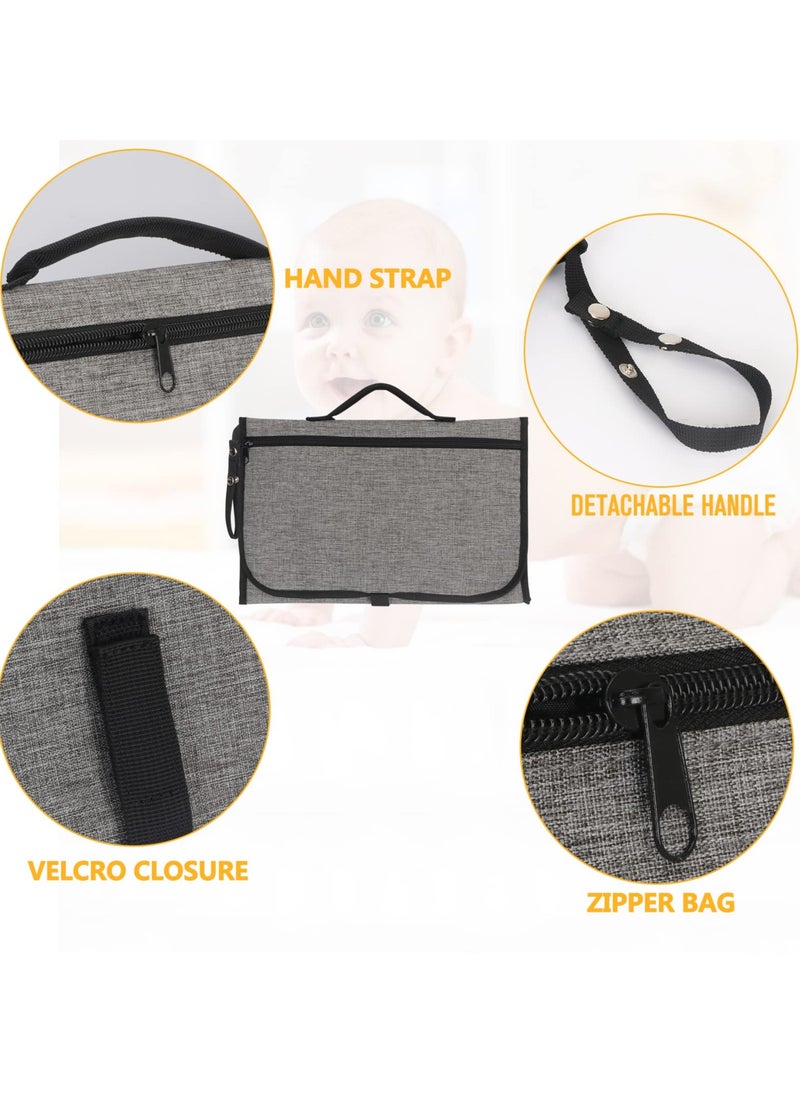 SYOSI Portable Changing Pad for Baby, Portable Diaper Changing Pad, Waterproof Travel Changing Pad with Wipes Pocket and Diaper Pocket, Baby Stuff, Newborn kinds, Baby Shower Gifts Grey  - Image 4