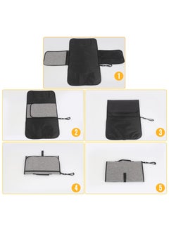 SYOSI Portable Changing Pad for Baby, Portable Diaper Changing Pad, Waterproof Travel Changing Pad with Wipes Pocket and Diaper Pocket, Baby Stuff, Newborn kinds, Baby Shower Gifts Grey  - Image 5
