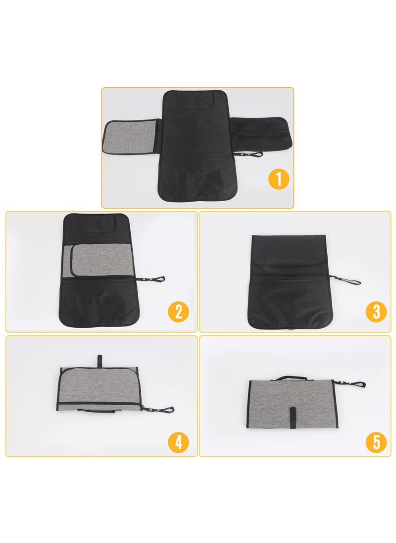 SYOSI Portable Changing Pad for Baby, Portable Diaper Changing Pad, Waterproof Travel Changing Pad with Wipes Pocket and Diaper Pocket, Baby Stuff, Newborn kinds, Baby Shower Gifts Grey  - Image 5