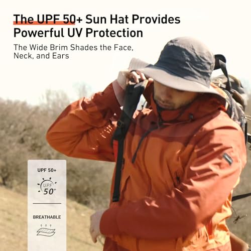 Comhats UPF 50 Sun Hats Wide Brim Summer Safari Hat Fishing Hiking Boonie Hats for Men Waterproof Light Grey X-Large XX-Large XL XXL Oversize - Image 4