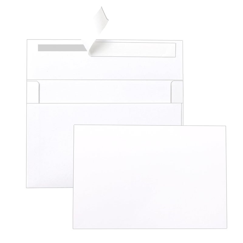 Silunkia White Blank Flat Cards and Envelopes 4 x 6 Heavyweight Single Panel Cardstock and A4 Envelopes Printable Self Seal 20 Packs for DIY Wedding Invitations, Birthday, Thank You Cards, Graduations - Image 1