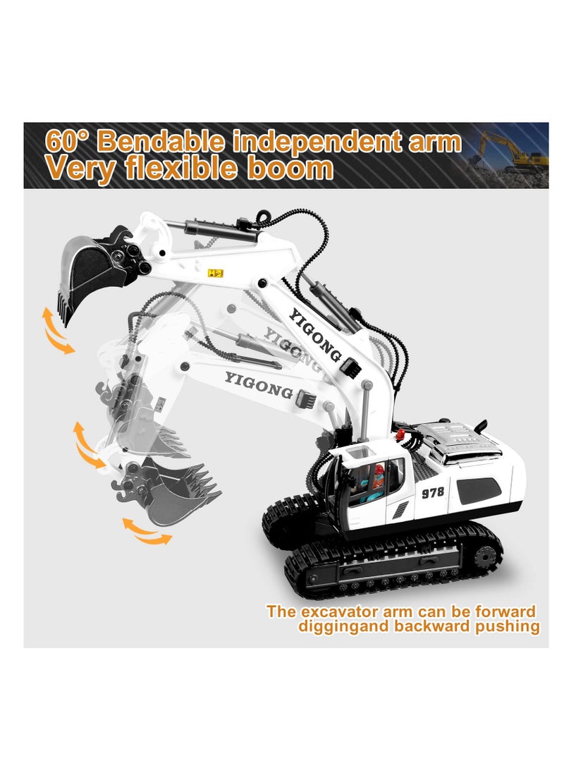 XiuWoo - Remote Control Excavator Toys for Boys,Construction Rc Excavators for Kids Age 3 4-7 8 9 10 Year Old,Ideal Toys,Batteries Included, White - Image 1