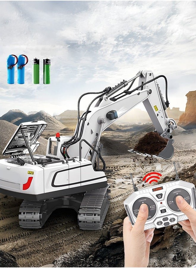 XiuWoo - Remote Control Excavator Toys for Boys,Construction Rc Excavators for Kids Age 3 4-7 8 9 10 Year Old,Ideal Toys,Batteries Included, White - Image 1
