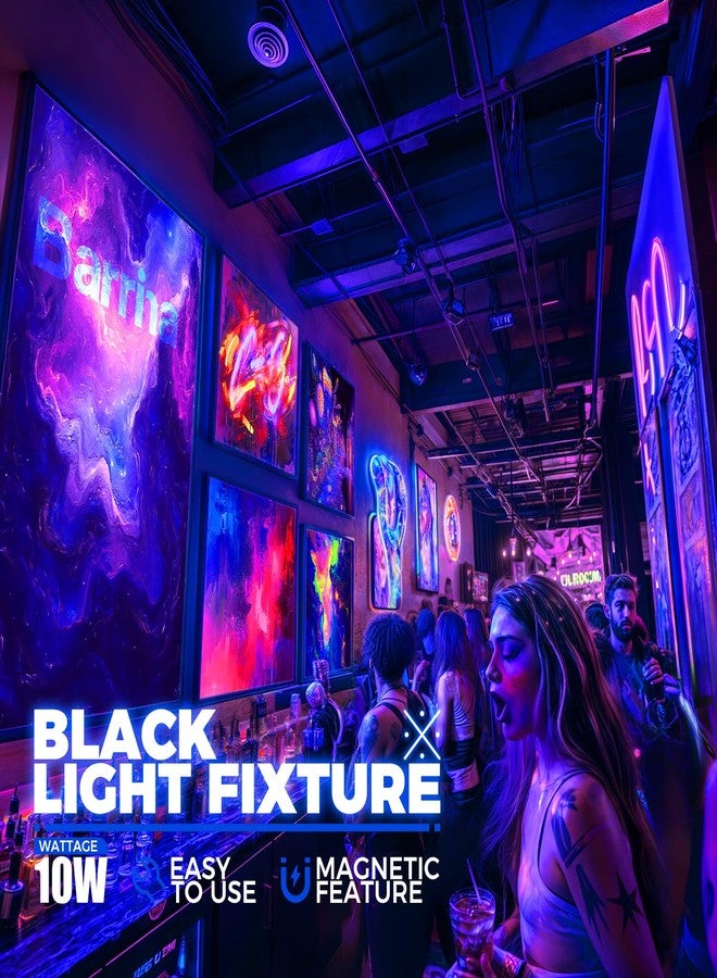 Barrina Black Light Bar, 10W 1FT Magnetic LED Black Lights, for Glow Party, Fluorescent Poster Paint, Blacklight Halloween Decorations, Linkable UV Light, Plug with Built-in ON/Off Switch, 2 Packs - Image 2