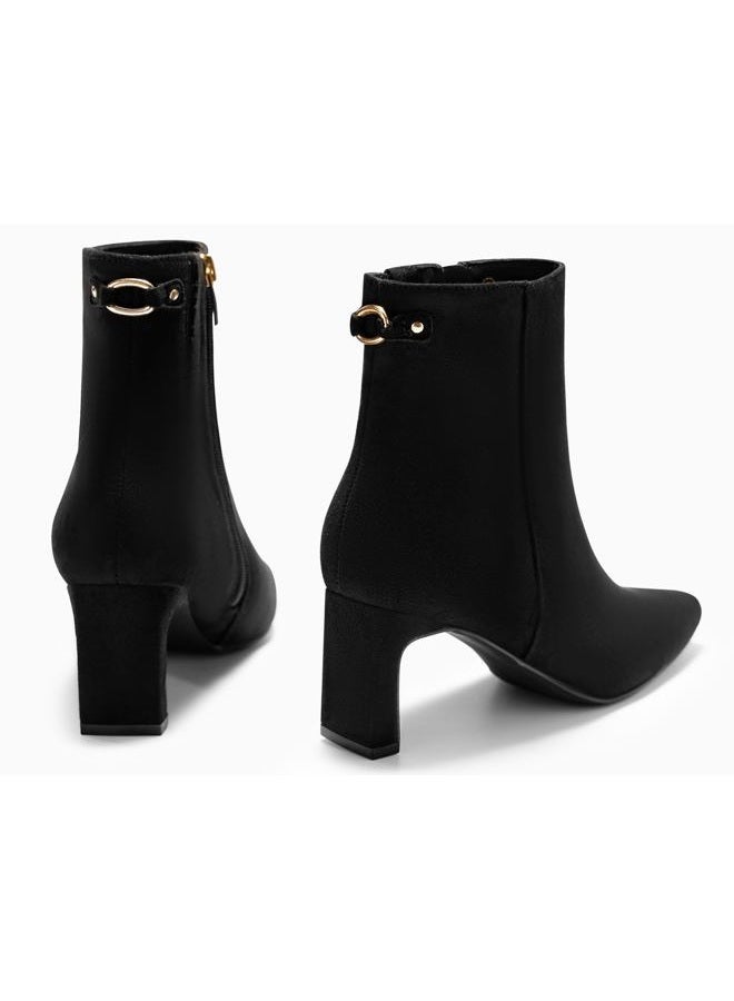 Coutgo Womens Ankle Boots Chunky Heel Closed Square Toe Booties Side Zipper Winter Dress Shoes, Black, 8.5 - Image 5