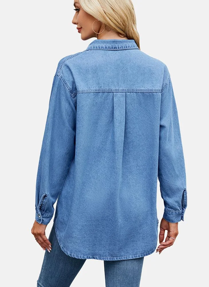 يونيكي Blue Plain Regular Fit Shirt