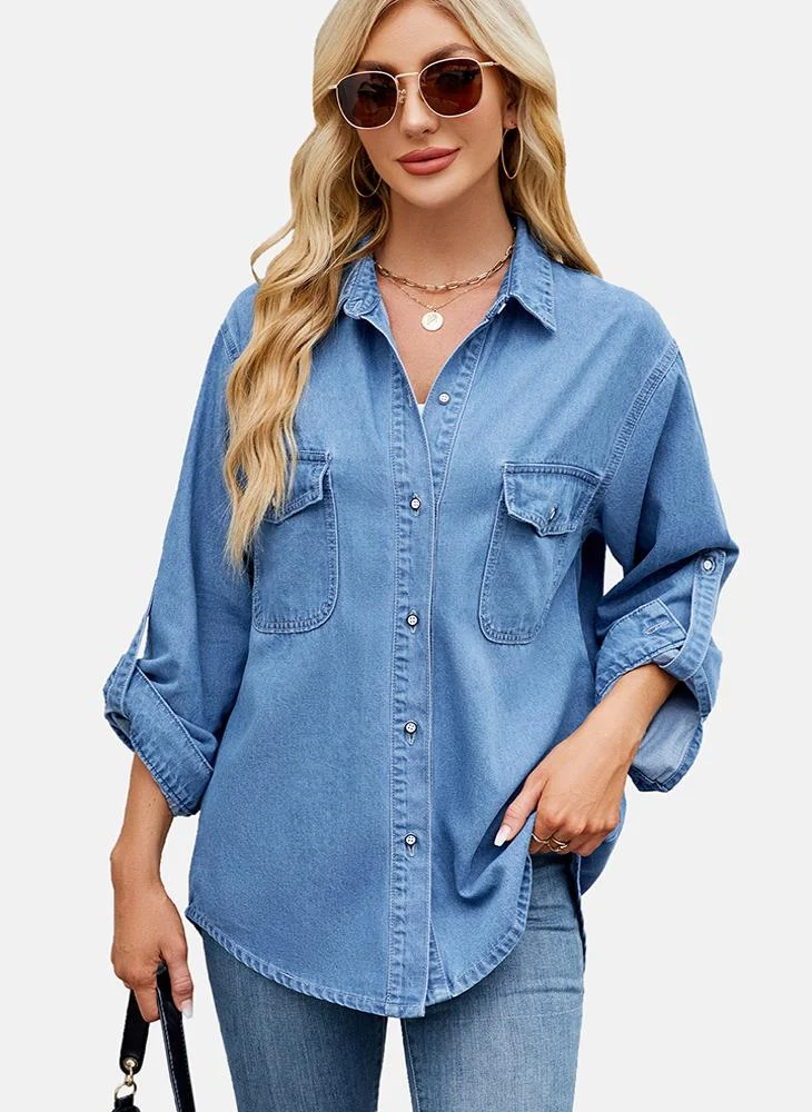 يونيكي Blue Plain Regular Fit Shirt