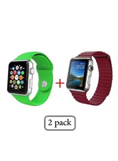 2-Piece Silicone Replacement Band Set For Apple Watch 42/44/45mm Green