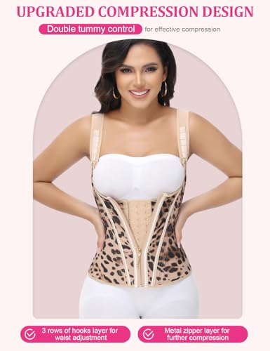 SHAPSHE Waist Trainer for Women Tummy Control Sports Girdle Workout Body Shaper with Adjustable Shoulder Strap Khaki M - Image 3