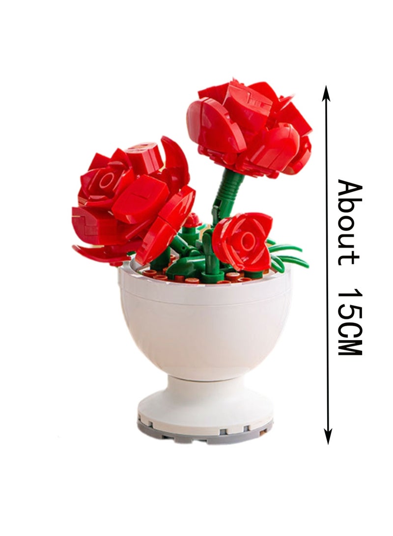 Rose, Funny Potted Plant Series Assembly Model Ornaments Building Blocks Toys, Children'S Educational Game Gifts - Image 2