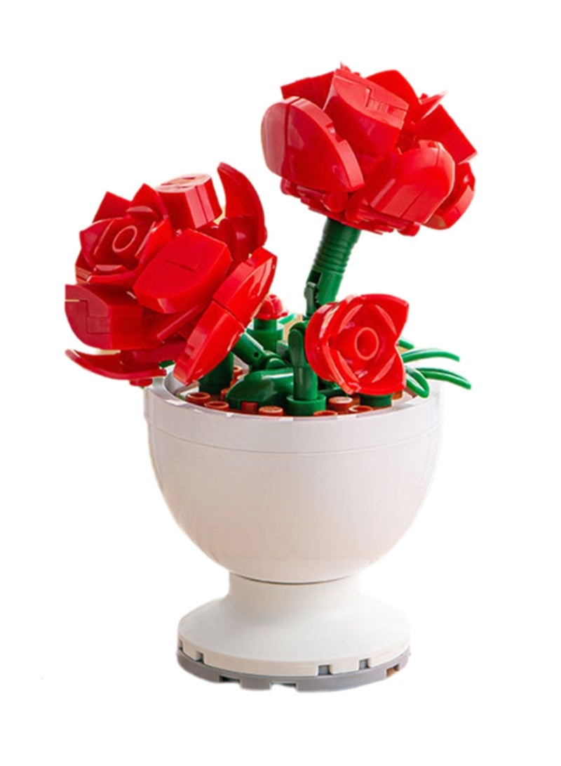 Rose, Funny Potted Plant Series Assembly Model Ornaments Building Blocks Toys, Children'S Educational Game Gifts - Image 1